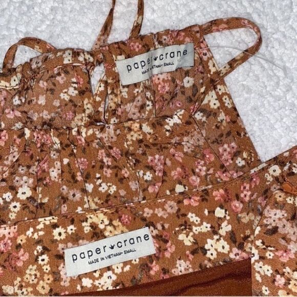 Paper Crane Floral Print Brown Skirt Set(Size Small) - Picture 6 of 7